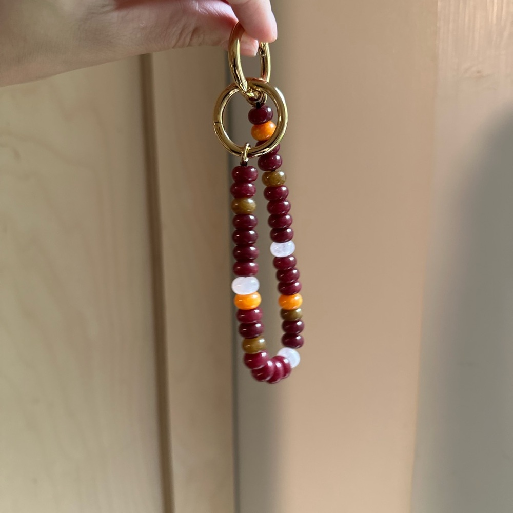 Madewell Beaded Gold and Red Bag Charm